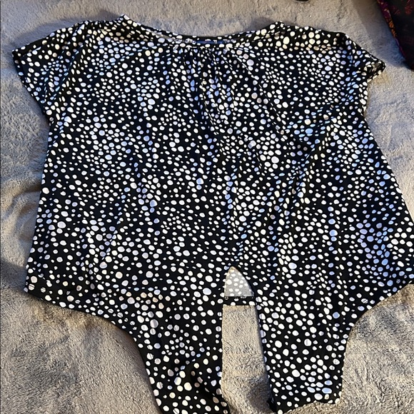 Rafaella Tops - Rafaella Black Blouse with White Dots